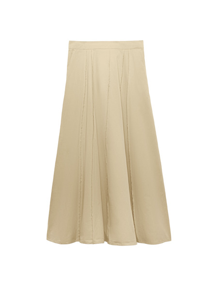 Marks & Spencer Midi kolová sukně s třepenými okraji, z čisté bavlny Marks & Spencer béžová
