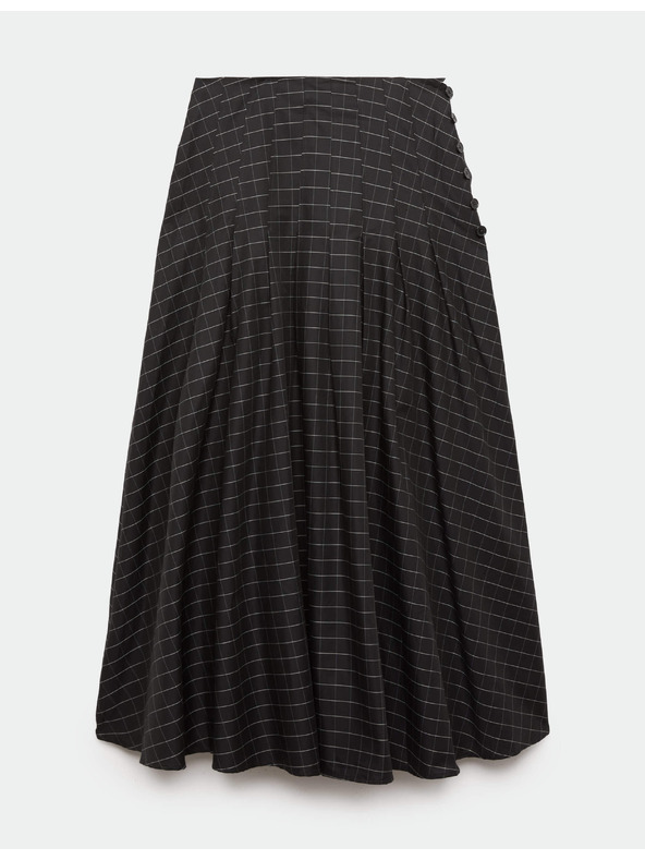 Marks & Spencer Kostkovaná maxi sukně s knoflíky a vysokým podílem bavlny Marks & Spencer černá