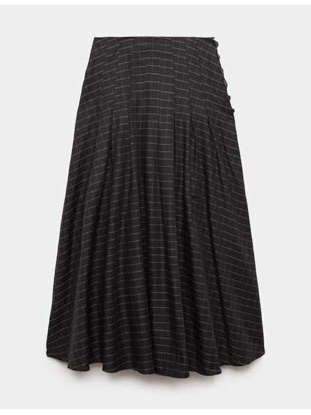 Marks & Spencer Kostkovaná maxi sukně s knoflíky a vysokým podílem bavlny Marks & Spencer černá