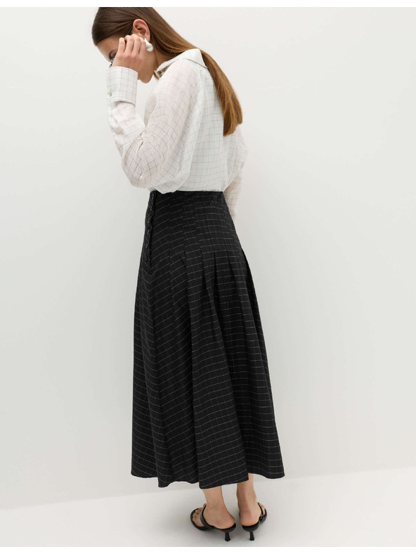 Marks & Spencer Kostkovaná maxi sukně s knoflíky a vysokým podílem bavlny Marks & Spencer černá