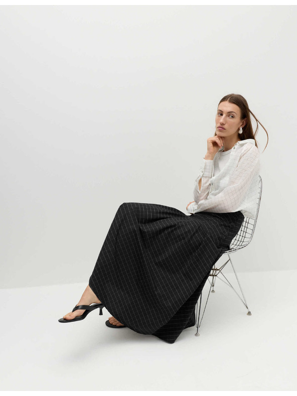 Marks & Spencer Kostkovaná maxi sukně s knoflíky a vysokým podílem bavlny Marks & Spencer černá