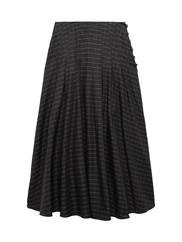 Marks & Spencer Kostkovaná maxi sukně s knoflíky a vysokým podílem bavlny Marks & Spencer černá