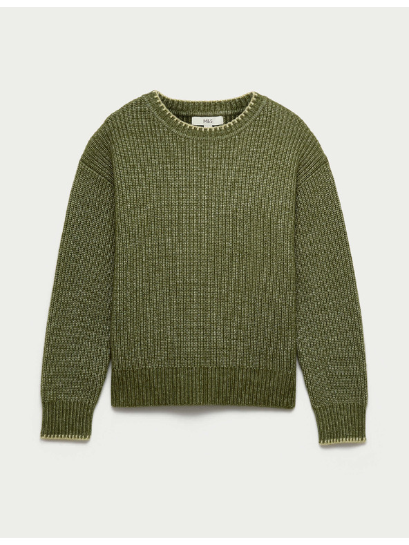 Marks & Spencer Svetr z měkoučké příze s kulatým výstřihem a šněrováním Marks & Spencer zelená