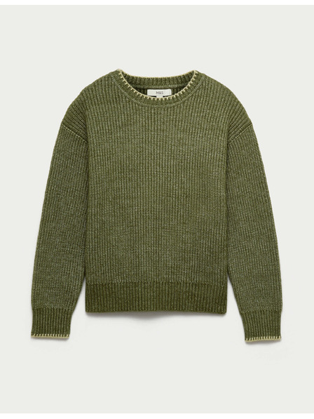 Marks & Spencer Svetr z měkoučké příze s kulatým výstřihem a šněrováním Marks & Spencer zelená