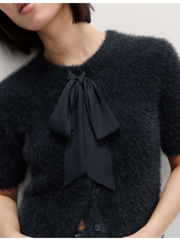 Marks & Spencer Texturovaný kardigan ke krku s vázacím zapínáním Marks & Spencer námořnická modrá