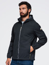 Ombre Clothing Pánská bunda SOFTSHELL s fleecovou podšívkou a kapucí – černá V2 OM-JANP-0292 Ombre Clothing