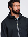 Ombre Clothing Pánská bunda SOFTSHELL s fleecovou podšívkou a kapucí – černá V2 OM-JANP-0292 Ombre Clothing