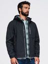 Ombre Clothing Pánská bunda SOFTSHELL s fleecovou podšívkou a kapucí – černá V2 OM-JANP-0292 Ombre Clothing
