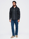 Ombre Clothing Pánská bunda SOFTSHELL s fleecovou podšívkou a kapucí – černá V2 OM-JANP-0292 Ombre Clothing
