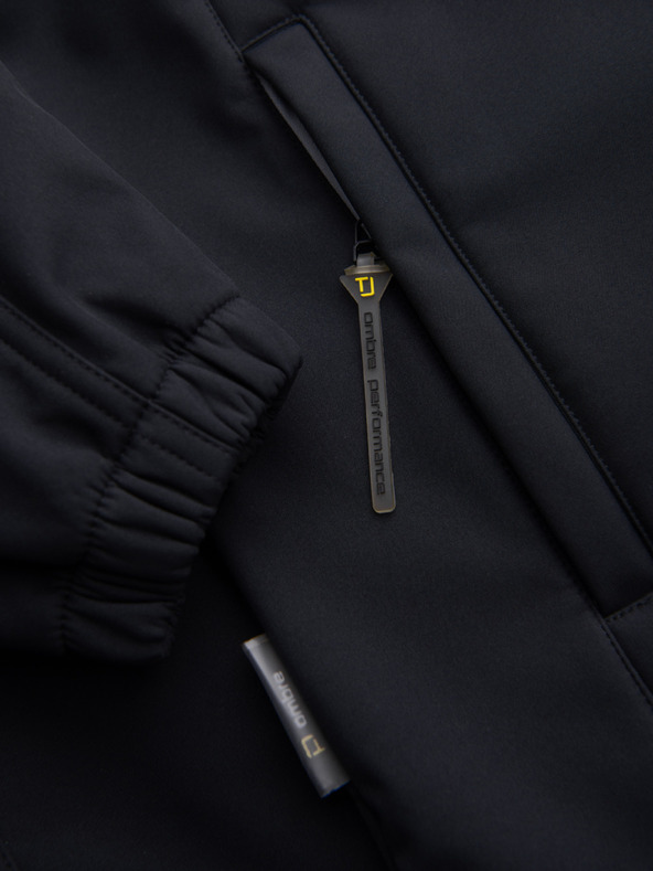 Ombre Clothing Pánská bunda SOFTSHELL s fleecovou podšívkou a kapucí – černá V2 OM-JANP-0292 Ombre Clothing