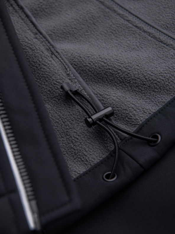 Ombre Clothing Pánská bunda SOFTSHELL s fleecovou podšívkou a kapucí – černá V2 OM-JANP-0292 Ombre Clothing