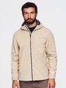 Ombre Clothing Pánská bunda SOFTSHELL s fleecovou podšívkou a kapucí – písková V4 OM-JANP-0292 Ombre Clothing