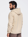 Ombre Clothing Pánská bunda SOFTSHELL s fleecovou podšívkou a kapucí – písková V4 OM-JANP-0292 Ombre Clothing