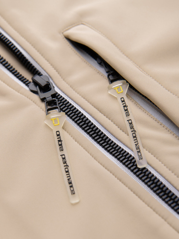 Ombre Clothing Pánská bunda SOFTSHELL s fleecovou podšívkou a kapucí – písková V4 OM-JANP-0292 Ombre Clothing