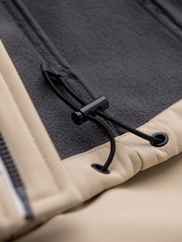 Ombre Clothing Pánská bunda SOFTSHELL s fleecovou podšívkou a kapucí – písková V4 OM-JANP-0292 Ombre Clothing