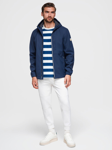 Ombre Clothing Pánská bunda SOFTSHELL s fleecovou podšívkou a kapucí – tmavě modrá V5 OM-JANP-0292 Ombre Clothing
