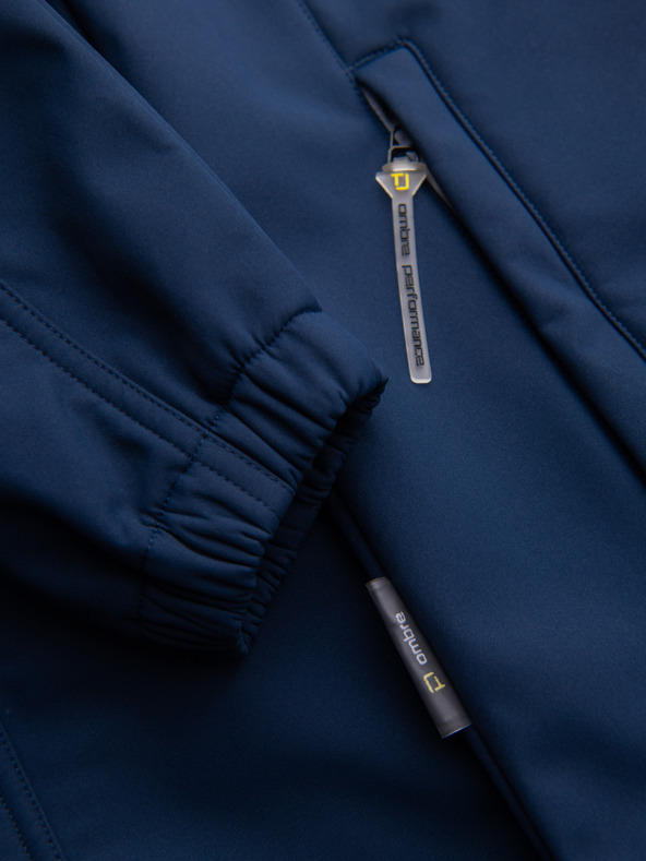 Ombre Clothing Pánská bunda SOFTSHELL s fleecovou podšívkou a kapucí – tmavě modrá V5 OM-JANP-0292 Ombre Clothing