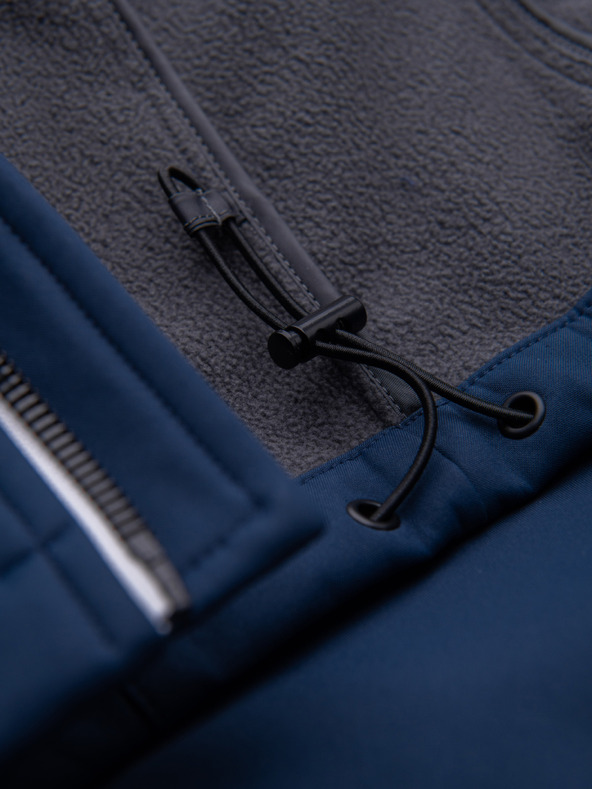 Ombre Clothing Pánská bunda SOFTSHELL s fleecovou podšívkou a kapucí – tmavě modrá V5 OM-JANP-0292 Ombre Clothing