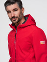 Ombre Clothing Pánská bunda s fleecovou podšívkou SOFTSHELL a kapucí – červená V6 OM-JANP-0292 Ombre Clothing