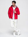 Ombre Clothing Pánská bunda s fleecovou podšívkou SOFTSHELL a kapucí – červená V6 OM-JANP-0292 Ombre Clothing