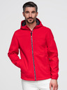 Ombre Clothing Pánská bunda s fleecovou podšívkou SOFTSHELL a kapucí – červená V6 OM-JANP-0292 Ombre Clothing