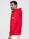 Ombre Clothing Pánská bunda s fleecovou podšívkou SOFTSHELL a kapucí – červená V6 OM-JANP-0292 Ombre Clothing