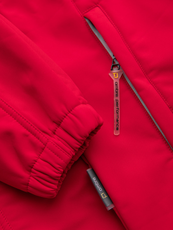 Ombre Clothing Pánská bunda s fleecovou podšívkou SOFTSHELL a kapucí – červená V6 OM-JANP-0292 Ombre Clothing