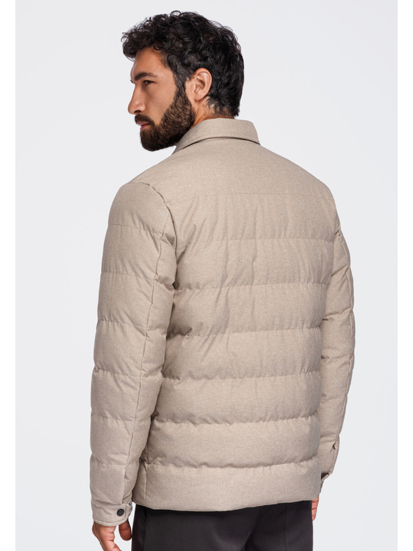 Ombre Clothing Pánská prošívaná košilová bunda s klasickým límcem – černá V1 OM-JALP-0256 Ombre Clothing