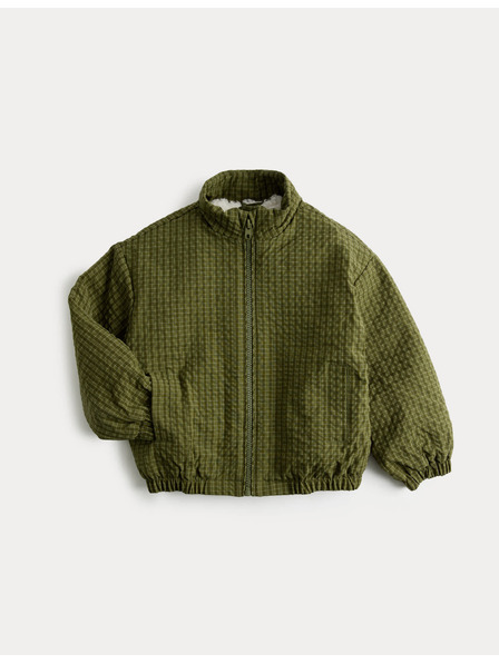 Marks & Spencer Károvaná bunda bomber s podšívkou z umělé kožešiny (2–8 let) Marks & Spencer zelená