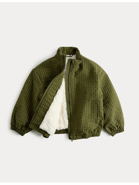 Marks & Spencer Károvaná bunda bomber s podšívkou z umělé kožešiny (2–8 let) Marks & Spencer zelená