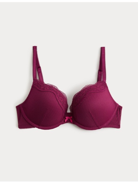 Marks & Spencer Krajková push-up dekoltová podprsenka Jasmine s kosticemi, (vel. A–E) Marks & Spencer růžová