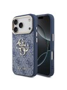 Guess Guess PU Leather 4G Metal Logo Gold Frame Zadní Kryt pro iPhone 18 Pro Blue