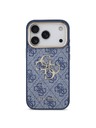 Guess Guess PU Leather 4G Metal Logo Gold Frame Zadní Kryt pro iPhone 18 Pro Blue