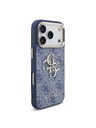 Guess Guess PU Leather 4G Metal Logo Gold Frame Zadní Kryt pro iPhone 18 Pro Blue