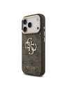 Guess Guess PU Leather 4G Metal Logo Gold Frame Zadní Kryt pro iPhone 18 Pro Brown