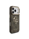 Guess Guess PU Leather 4G Metal Logo Gold Frame Zadní Kryt pro iPhone 18 Pro Brown
