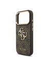 Guess Guess PU Leather 4G Metal Logo Gold Frame Zadní Kryt pro iPhone 18 Pro Brown