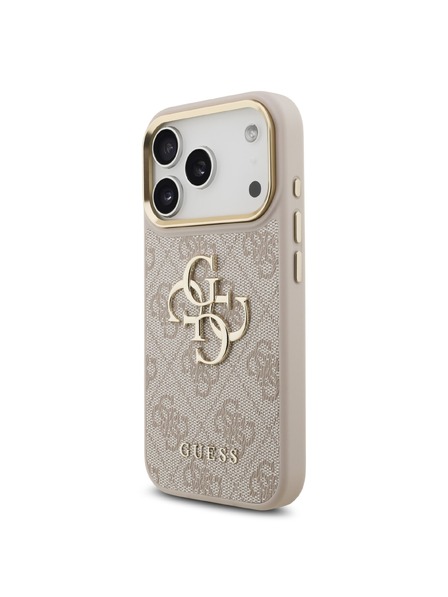 Guess Guess PU Leather 4G Metal Logo Gold Frame Zadní Kryt pro iPhone 18 Pro Pink