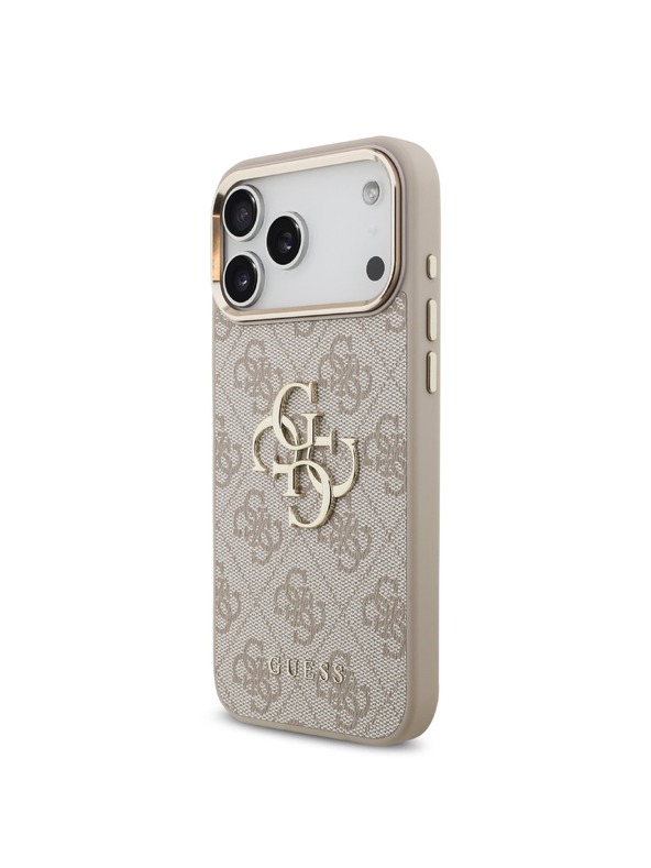 Guess Guess PU Leather 4G Metal Logo Gold Frame Zadní Kryt pro iPhone 18 Pro Max Pink