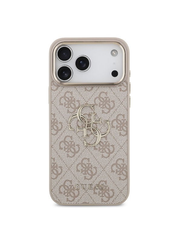 Guess Guess PU Leather 4G Metal Logo Gold Frame Zadní Kryt pro iPhone 18 Pro Max Pink