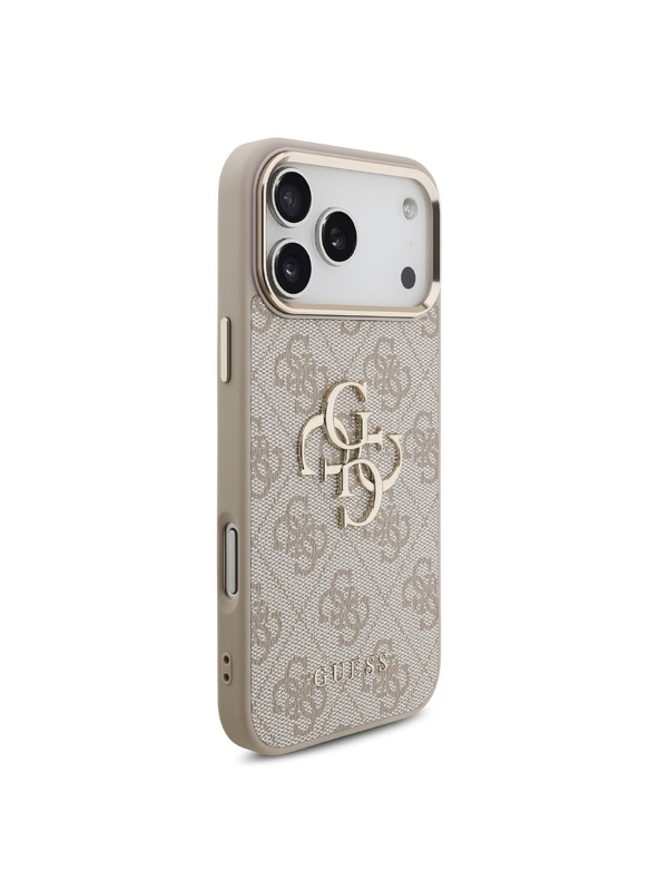 Guess Guess PU Leather 4G Metal Logo Gold Frame Zadní Kryt pro iPhone 18 Pro Max Pink