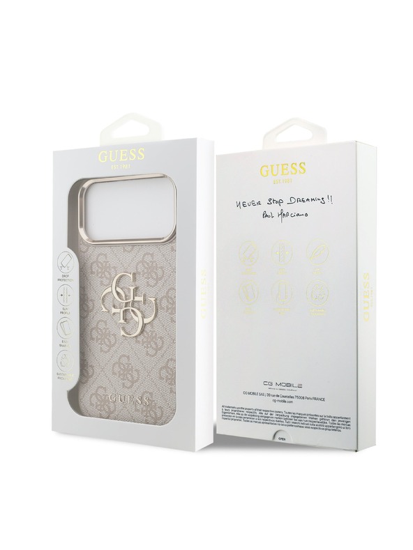 Guess Guess PU Leather 4G Metal Logo Gold Frame Zadní Kryt pro iPhone 18 Pro Max Pink
