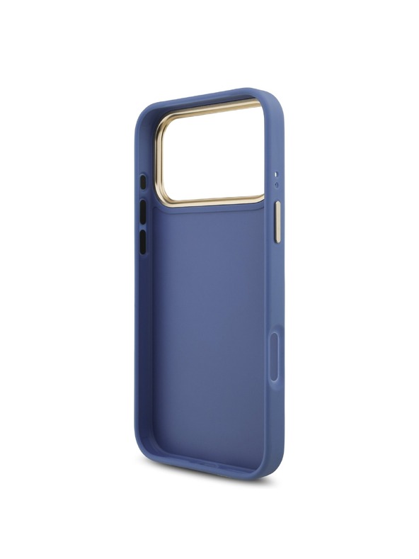 Guess Guess PU Leather 4G Metal Logo Gold Frame Zadní Kryt pro iPhone 18 Pro Max Blue