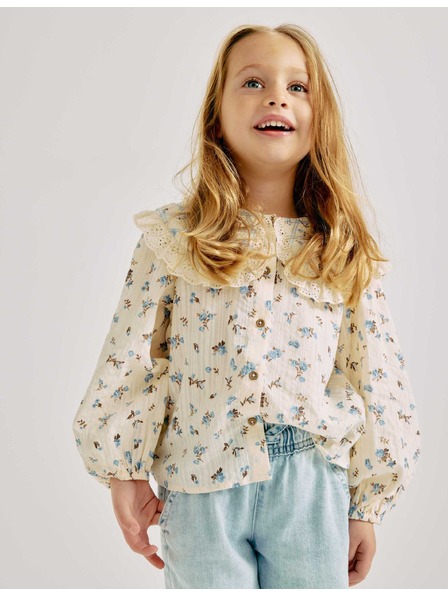 Marks & Spencer Květinová halenka z čisté bavlny (2-8 let) Marks & Spencer smetanová