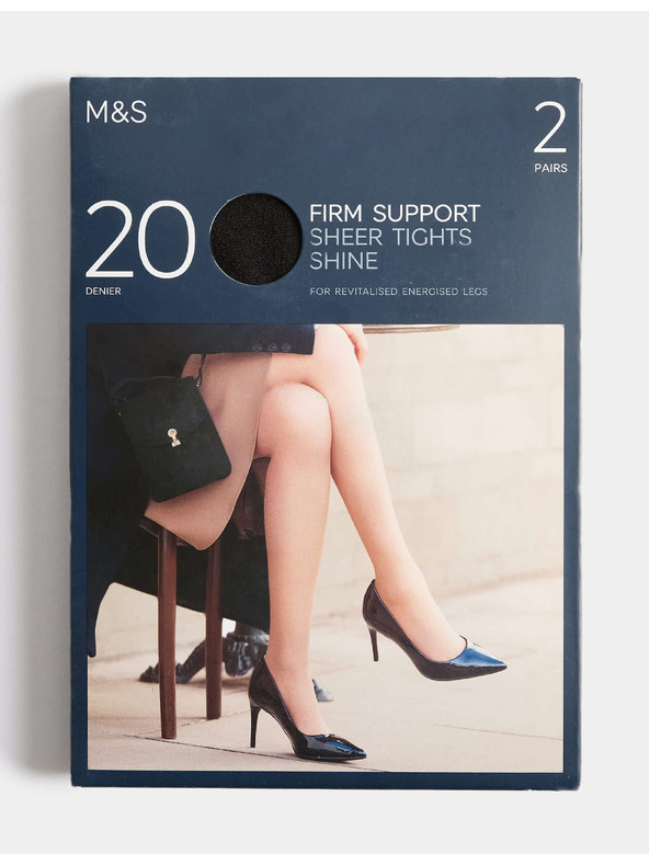 Marks & Spencer Jemné punčochové kalhoty s pevnou podporou 20 DEN, 2 páry Marks & Spencer černá