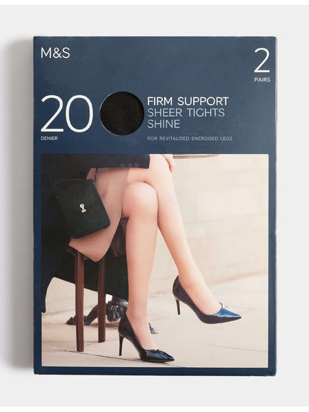 Marks & Spencer Jemné punčochové kalhoty s pevnou podporou 20 DEN, 2 páry Marks & Spencer černá