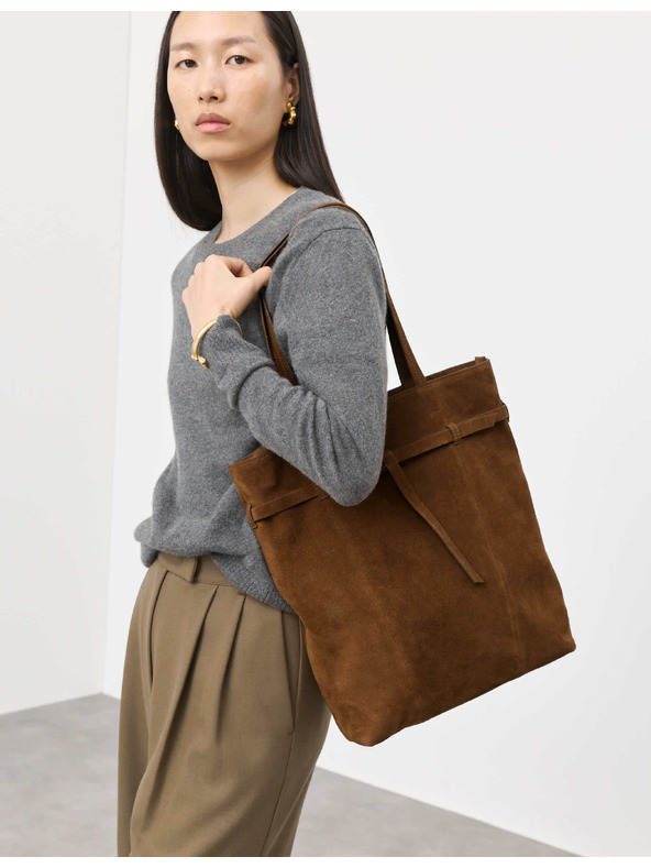 Marks & Spencer Semišová taška tote s páskem Marks & Spencer hnědá