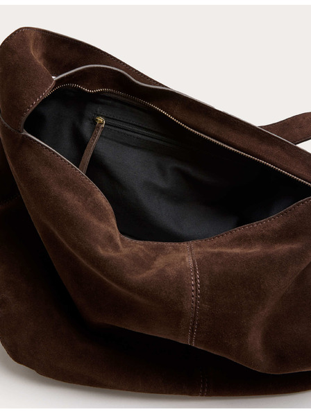 Marks & Spencer Semišový zip Volná taška přes rameno Marks & Spencer hnědá