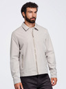 Ombre Clothing Pánská lehká přechodová bunda na zip s klasickým límcem – šedo-béžová V2 OM-JANP-0224 Ombre Clothing