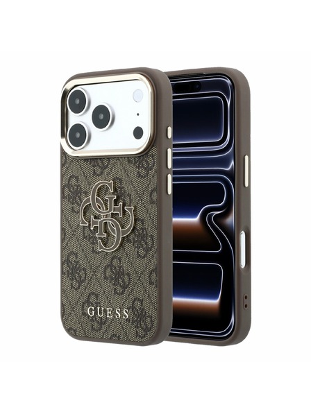 Guess Guess PU 4G Resin Metal Logo Zadní Kryt pro iPhone 18 Pro Brown